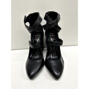 Aldo Rise Misha Nonoo women size  8 black leather ankle strapped pointed heels